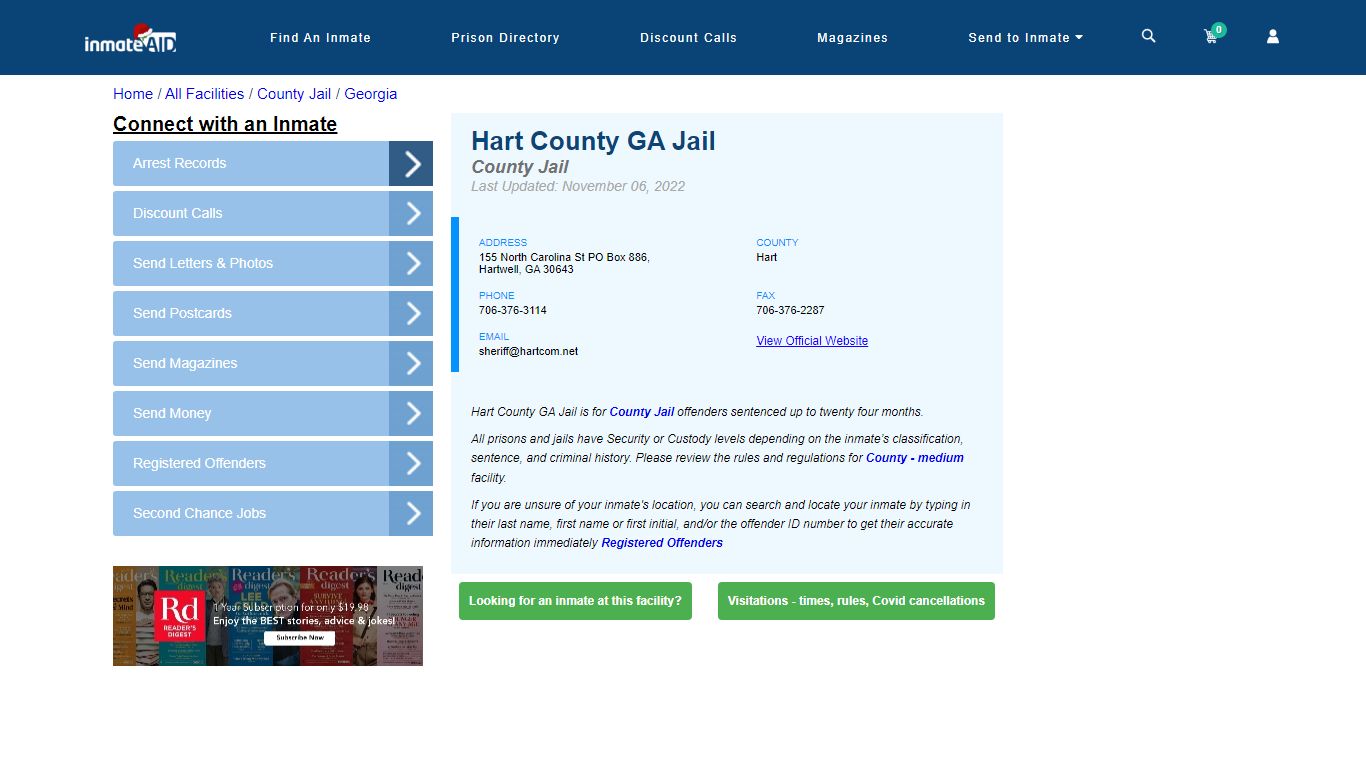 Hart County GA Jail - Inmate Locator - Hartwell, GA